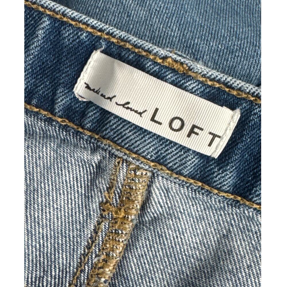 LOFT The Slouchy Boyfriend Cuffed Jeans Classic Blue Medium Wash Size 00/24 - Picture 4 of 11